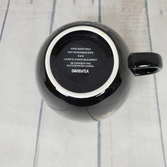 2/$25 David's Tea  Joy Inside Oversized Winter Coffee Mug Black Gold - Picture 5 of 12